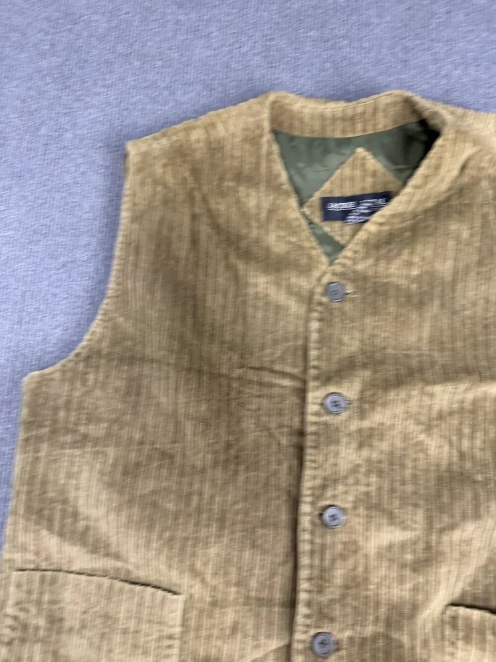 Jackie Vital Mens  Green Corduroy Button Front Vest Size L